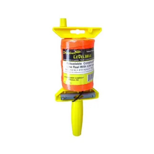U.S. TAPE COMPANY INC. 24406 Pro Level Wiz Construction Line Reel With Level, Orange, 540-Ft.