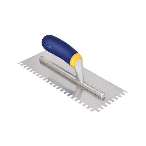 QEP 49916 1/4 in. x 3/8 in. x 1/4 in. Comfort Grip Stainless Steel Square-Notch Flooring Trowel