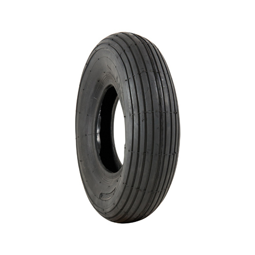Wheelbarrow Tire, Ribbed Tread, Pneumatic, 4.00-6