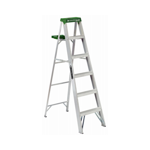 Step Ladder, 125 in Max Reach H, 5-Step, 225 lb, Type II Duty Rating, 3 in D Step, Aluminum