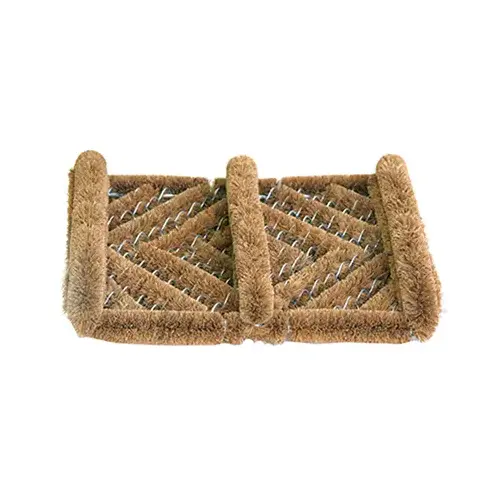 Fanmats 58778 Boot/Shoe Scraper Mat, 14 in L, 12 in W, Adirondack Boot Buck Pattern, Natural Coir Surface, Brown