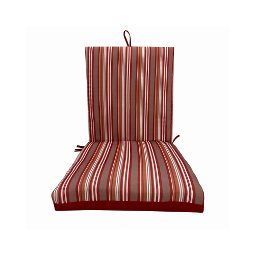 J&J GLOBAL LLC 254007 Patio Premiere Seating Cushion, Stripes Reverse to Solid Red, 44 x 21 x 4-In.