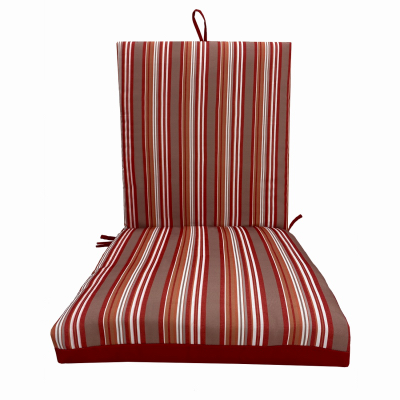 J&J GLOBAL LLC 254007 Patio Premiere Seating Cushion, Stripes Reverse to Solid Red, 44 x 21 x 4-In.