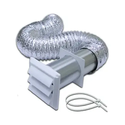 Hood Louvered Vent Kit, Hood, Plastic, White, Galvanized/Laminated, 5-Piece