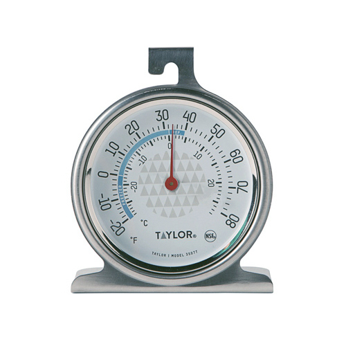 Refrigerator/Freezer Dial Thermometer,-20 to 80 deg F, Analog Display, Gray