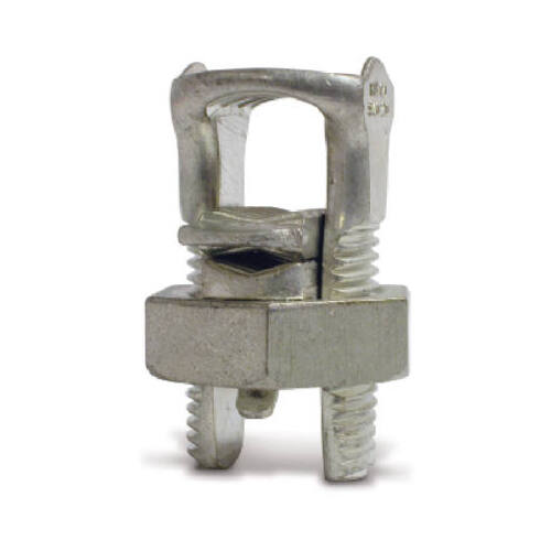 Split Bolt Connector, 10 to 4/0 AWG Wire, Aluminum, Silver