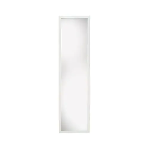 Plain Edge Frame Door Mirror, White Finish, Rectangle Molded, 14 x 50-In.