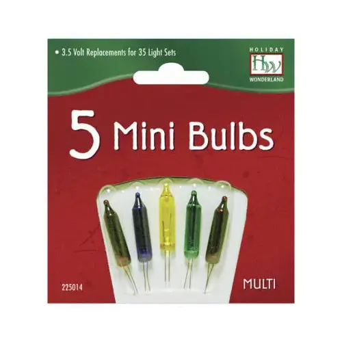 Christmas Lights Replacement Bulb, For 35, 70 & 140-Light Sets, Multi-Color, 3.5-4V X/B - pack of 5