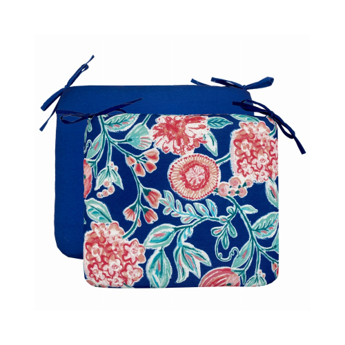 Patio Premiere Seat Cushion, Blue Floral, 18 x 15 x 3.5-In. - pack of 6
