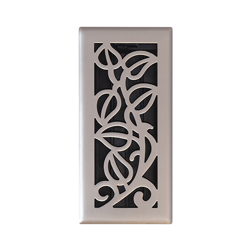 Vine Floor Register, Satin Nickel, 4 x 10-In.