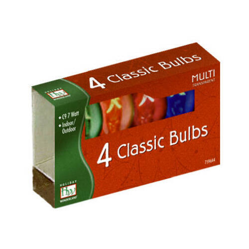 Christmas Lights Replacement Bulb, C9, Multi-Color Transparent - pack of 4