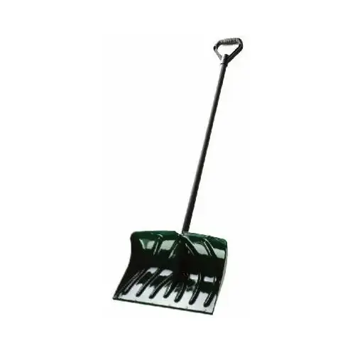 Suncast SC135010 18 In. Poly Snow Shovel & Pusher with Steel Wear Strip and 39 In. Steel Handle