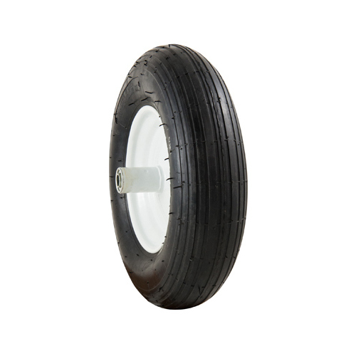 Wheelbarrow Tire + Wheel Assembly, Ribbed Tread, Pneumatic, 4.80-8