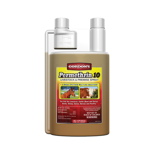Livestock and Premise Spray, Liquid, Amber, Pungent, 1 qt