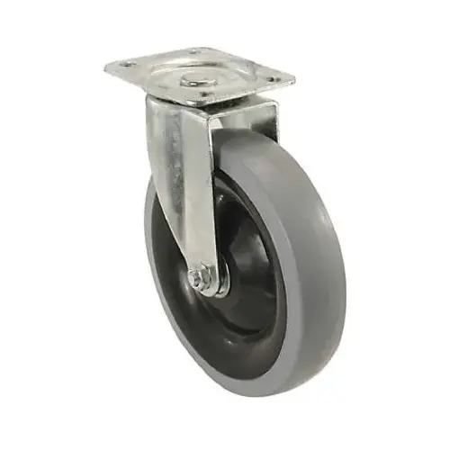 Thermoplastic Rubber/Poly Wheel, Swivel Plate Caster, 5-In.