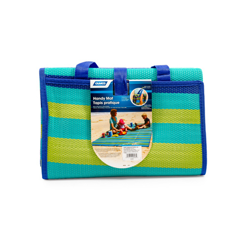 Camco 42806 Handy Mat, Blue, Green & Turquoise Stripe, 60 x 78-In.