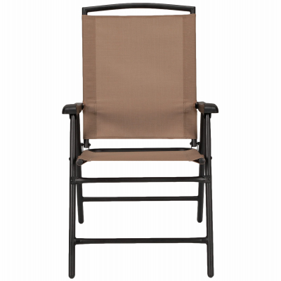 WOODARD, LLC RXTV-1921-FC-M Sunny Isles Steel Folding Chair, Sling Fabric, Mocha