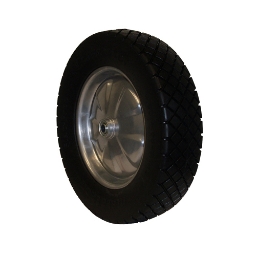 Wheelbarrow Tire + Wheel Assembly, Knobby Tread, Flat Free, 4.80-8
