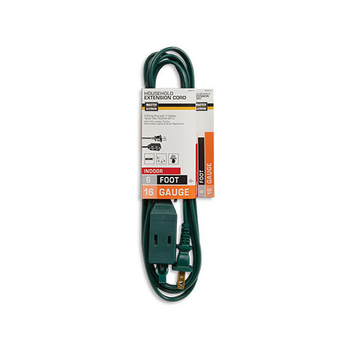 Master Electrician 09451ME Cube Tap Extension Cord, 16/2, Green, 6-Ft.