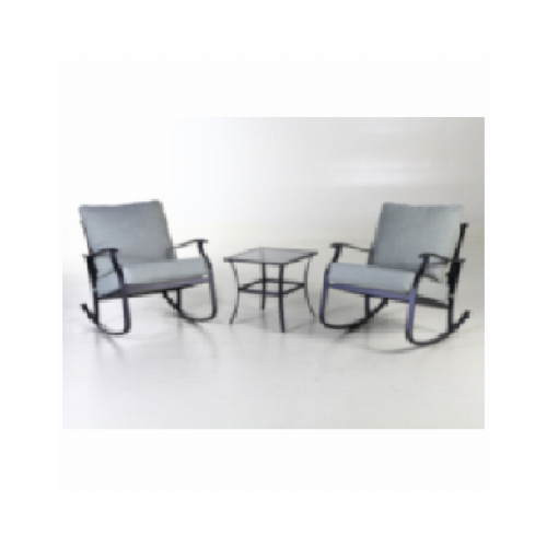 Gramercy 3-Pc. Bistro Set, Glass Table, 2 Rocker Chairs