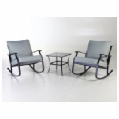 Four Seasons Courtyard 535.0460.000 Gramercy 3-Pc. Bistro Set, Glass Table, 2 Rocker Chairs