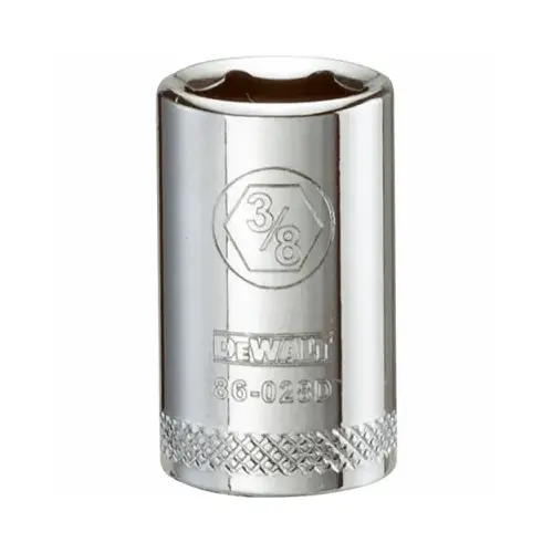 Hand Socket, 3/8 in Socket, 1/4 in Drive, 6-Point, Vanadium Steel, Polished Chrome