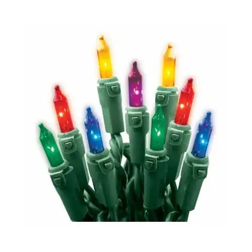 Christmas String to String 100-Light Set, Multi/Green Wire