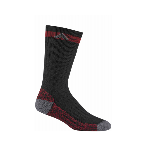 WIGWAM MILLS INC F2036-052-LG Black Boot Sock With Red Highlights, Men's Large