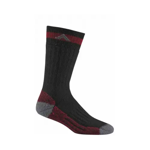 Black Boot Sock With Red Highlights, Men's Large