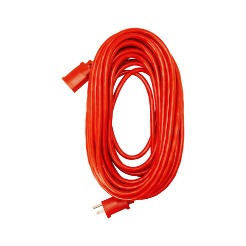 Extension Cord, 14/3 SJTW Red Round Vinyl, 25-Ft.