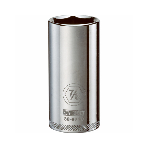 Drive Socket, 7/8 in Socket, 3/8 in Drive, 6-Point, Vanadium Steel, Polished Chrome