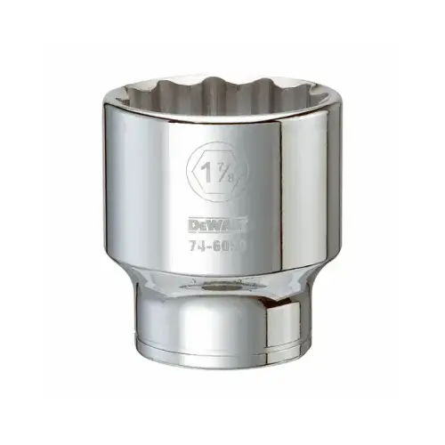 Drive Socket, 1-7/8 in Socket, 3/4 in Drive, 12-Point, Vanadium Steel, Polished Chrome