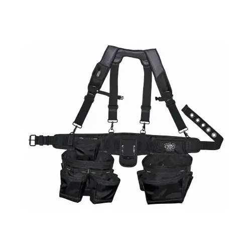Carpenter's Suspension Rig, 52 in Waist, Poly Fabric, Black, 18-Pocket