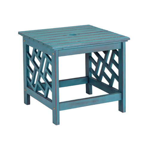 Jack Post JPC-701DBL Portland Patio End Table, Blue Distressed Hardwood, 18-In.