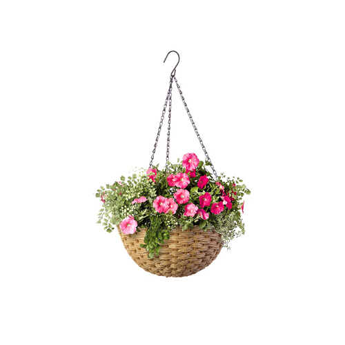 Wicker Hanging Basket, Resin, 14-In. Brown