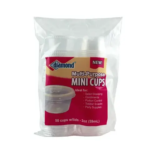 HEARTHMARK 41426 33001 Storage Cups With Lids, Mini, 2-oz., 50-Ct.