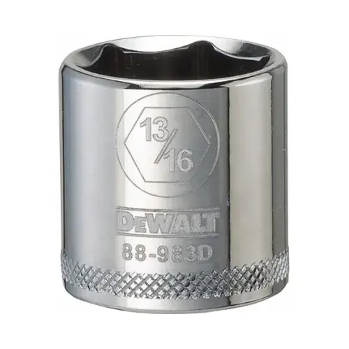 Hand Socket, 13/16 in Socket, 3/8 in Drive, 6-Point, Vanadium Steel, Polished Chrome