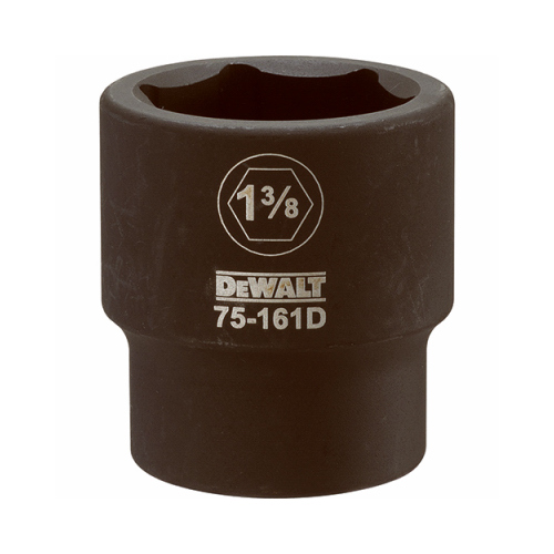 Impact Socket, 1-3/8 in Socket, 3/4 in Drive, 6-Point, CR-440 Steel, Black Oxide