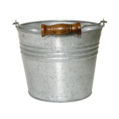 Robert Allen MPT01625 Planter With Handle, Banded Metal, Galvanized Metal, 6-In.