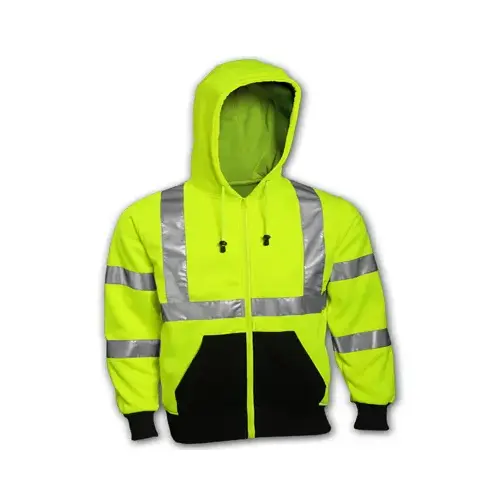 Hi-Viz Hooded Sweatshirt, ANSI/ISEA 107 Class III, Yellow/Green, Large