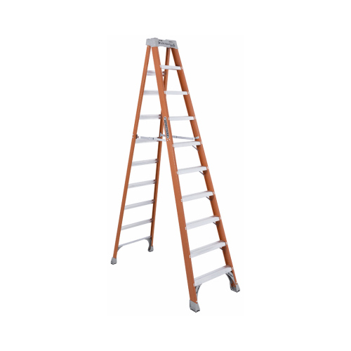 Step Ladder, 170 in Max Reach H, 9-Step, 300 lb, Type IA Duty Rating, 3 in D Step, Fiberglass