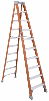 Louisville FS1510 Step Ladder, 170 in Max Reach H, 9-Step, 300 lb, Type IA Duty Rating, 3 in D Step, Fiberglass