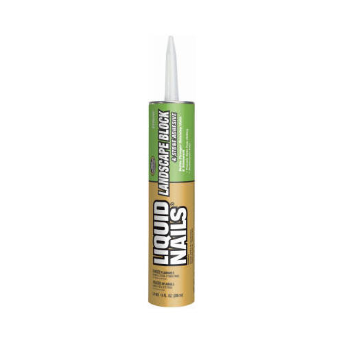 Liquid Nails LN-905 Landscape Block Adhesive, Paste, Mild Latex, White, 10 oz Cartridge
