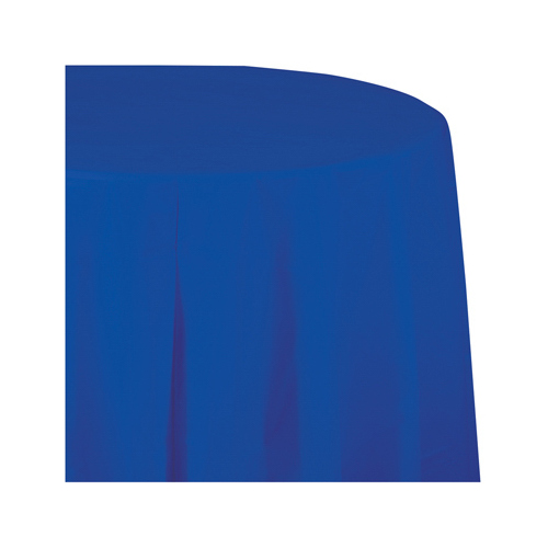 CREATIVE CONVERTING 703147 Plastic Table Cover, Cobalt Blue, 82 In. Round