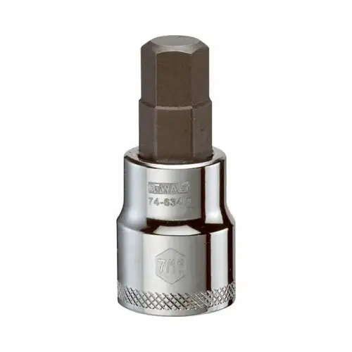 Fractional Hex Bit Socket, 7/16 in Tip, 3/8 in Drive, Polished Chrome Vanadium, 1-31/32 in OAL