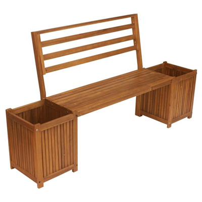 UNITED GENERAL SUPPLY CO INC TX36456 Wood Bench With Planter Boxes, Tan