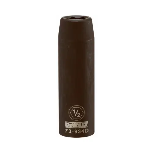 Impact Socket, 1/2 in Socket, 1/2 in Drive, 6-Point, CR-440 Steel, Black Oxide