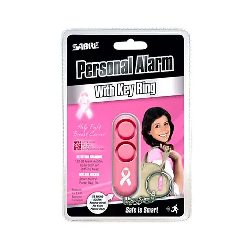 SECURITY EQUIPMENT CORPORATION PA-NBCF-01 Personal Alarm with Key Ring, 110 Decibels, Pink Case