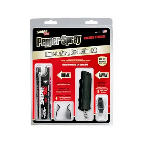 SECURITY EQUIPMENT CORPORATION SRU-HAPK Home & Away Maximum Strength Pepper Spray Protection Kit, Wall Mount and Key Chain Cases