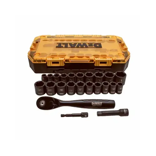 Socket Set, CR-440 Steel, Black Oxide, Specifications: 3/8 in Drive Size